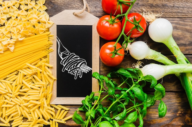 Download Free PSD | Slate mockup with healthy pasta concept