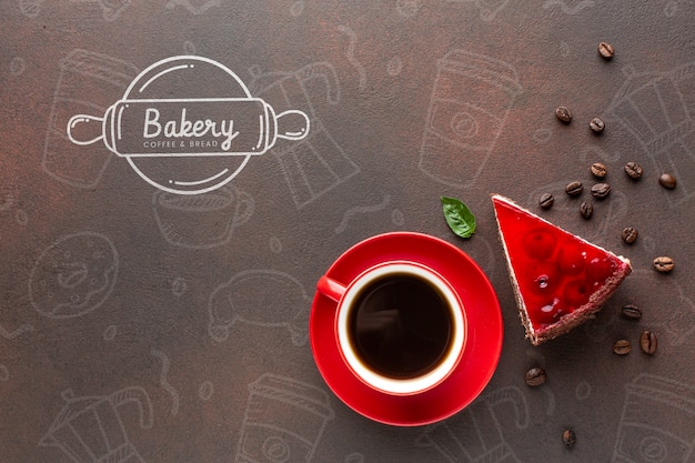 Download Slice of cake with coffee and mock-up PSD file | Free Download