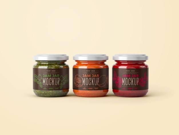 Premium PSD | Small jar jam mockup