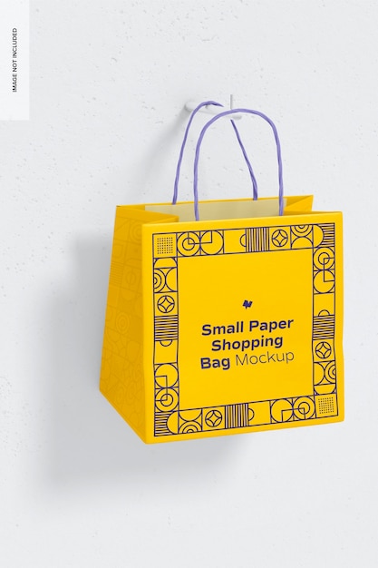 Download Free PSD | Small paper shopping bag mockup, hanging