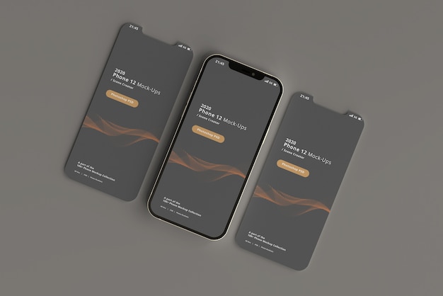 Smart phone mockups with screen detached Premium Psd