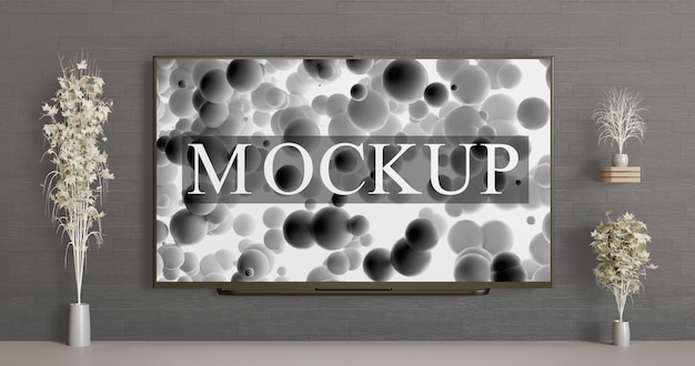 Download Premium PSD | Smart tv mockup on the wall