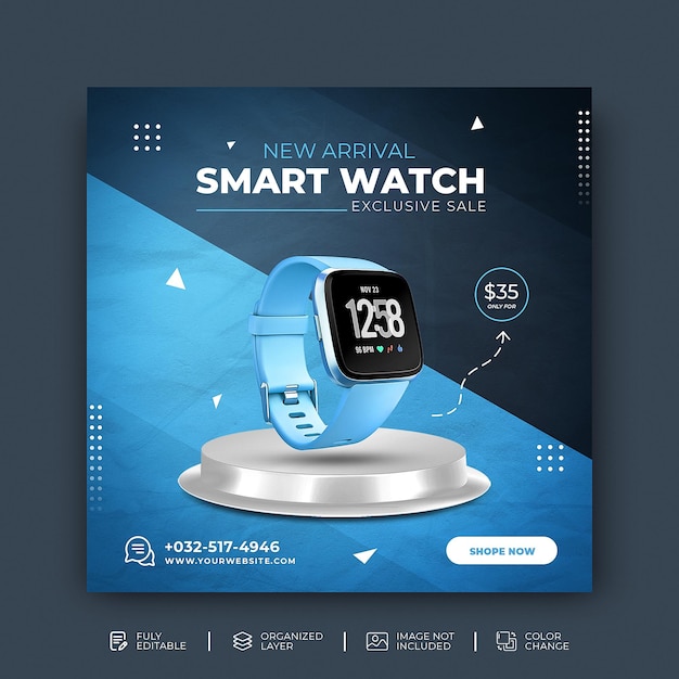 Premium PSD Smart Watch Sale Promotion Social Media Instagram Post