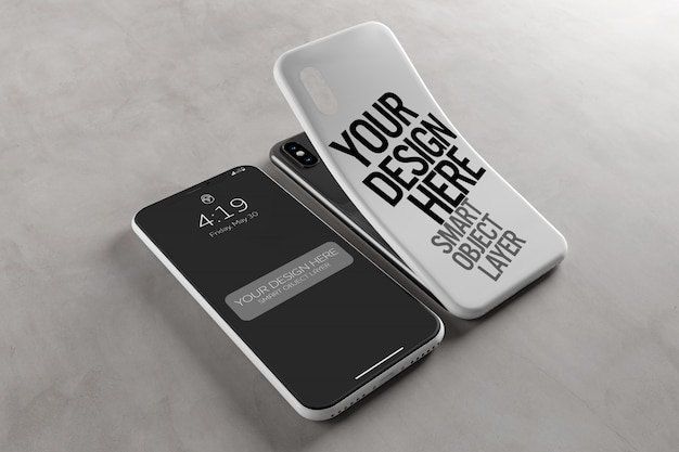 Download Smartphone case and screen mockup | Premium PSD File