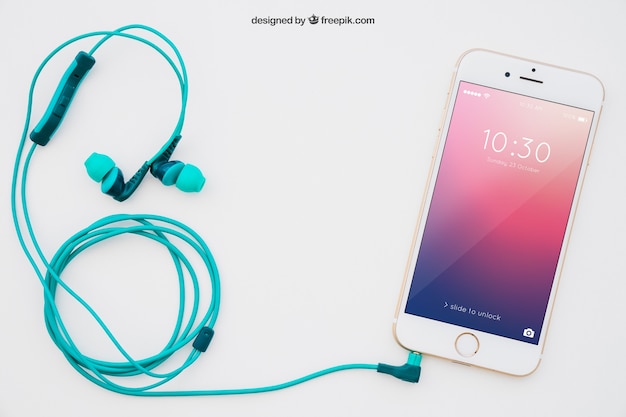 Download Smartphone And Earphone Mockup Psd Template Best Free Quality Mockups Psd Files PSD Mockup Templates