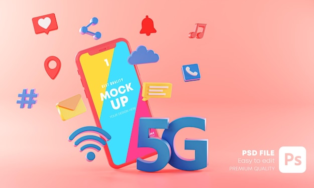 Download Premium PSD | Smartphone mockup hologram with technology concept in 3d rendering