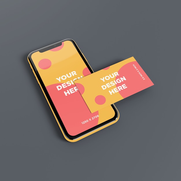 Download Smartphone mockup with business card perspective view PSD ...