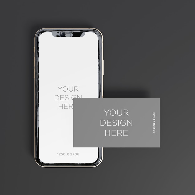 Download Smartphone mockup with business card top view | Premium ...