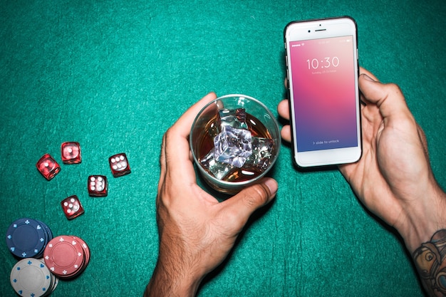 Smartphone mockup with casino concept PSD Template