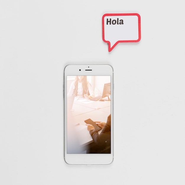 Download Smartphone mockup with speech bubble PSD file | Free Download