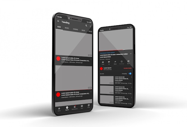 Download Premium PSD | Smartphone mockup with youtube screen display