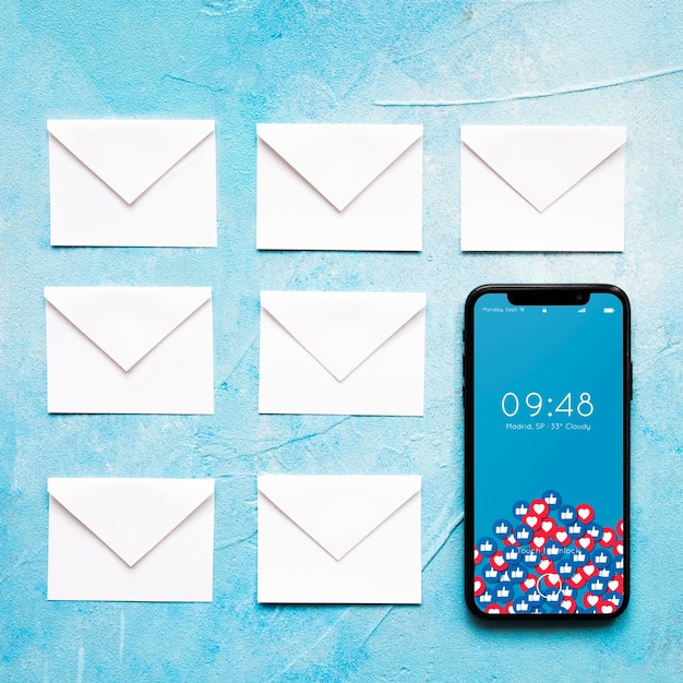 Download Smartphone and tablet mockup with email concept PSD file | Free Download
