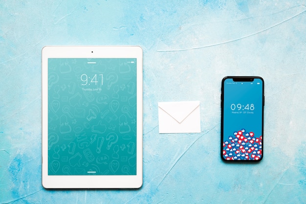 Download Free PSD | Smartphone and tablet mockup with email concept