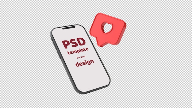 Premium PSD | Smartphone with screen place for your text and like icon on transparent background ...