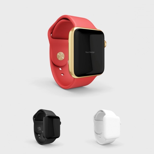 Download Smartwatch mock up with red watchstrap PSD file | Free Download