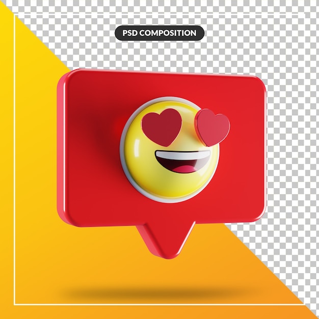 吹き出しのハートの目絵文字記号で笑顔 プレミアムpsdファイル