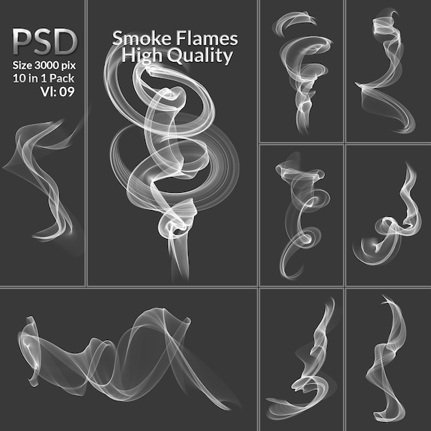 Smoke collection isolated transparent background Premium Psd
