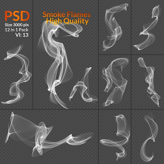 Smoke collection isolated transparent background Premium Psd