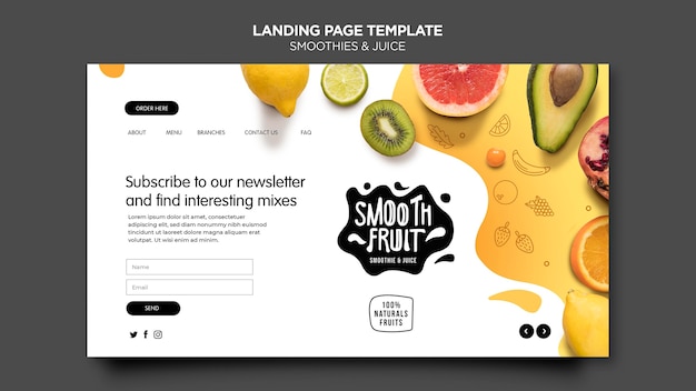Smoothie bar landing page template Premium Psd