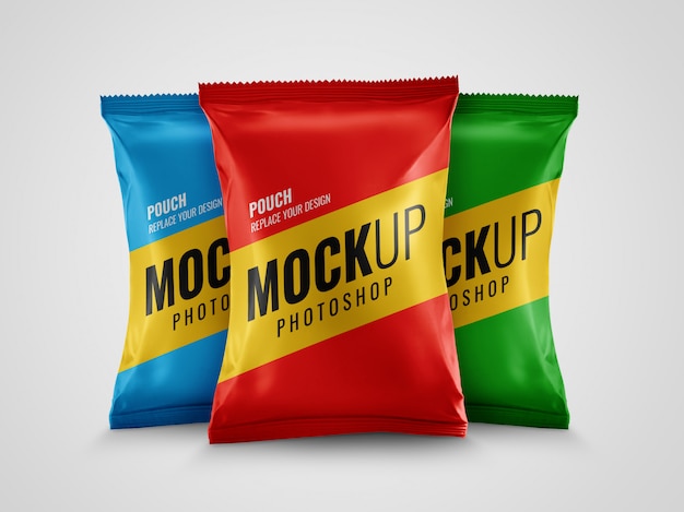 Download Premium PSD | Snack pack pouch packaging mockup