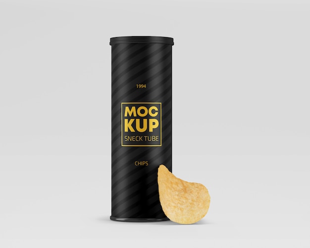 Download Premium Psd Snack Paper Tube With Chips Mockup