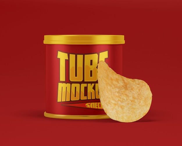 Download Premium Psd Snack Paper Tube With Chips Mockup PSD Mockup Templates