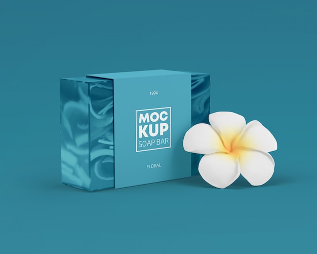 Download Premium PSD | Soap bar packaging mockup with flower