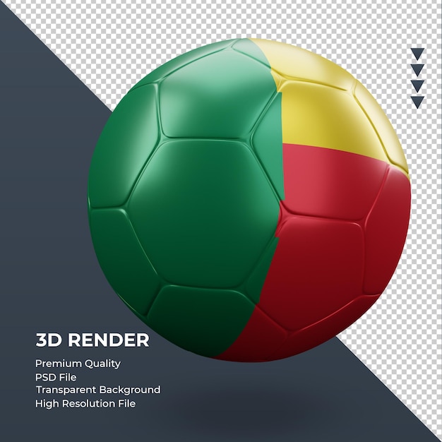 サッカーボールベナンの国旗リアルな3dレンダリング左側面図 プレミアムpsdファイル