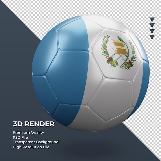 サッカーボールグアテマラの国旗のリアルな3dレンダリング左側面図 プレミアムpsdファイル