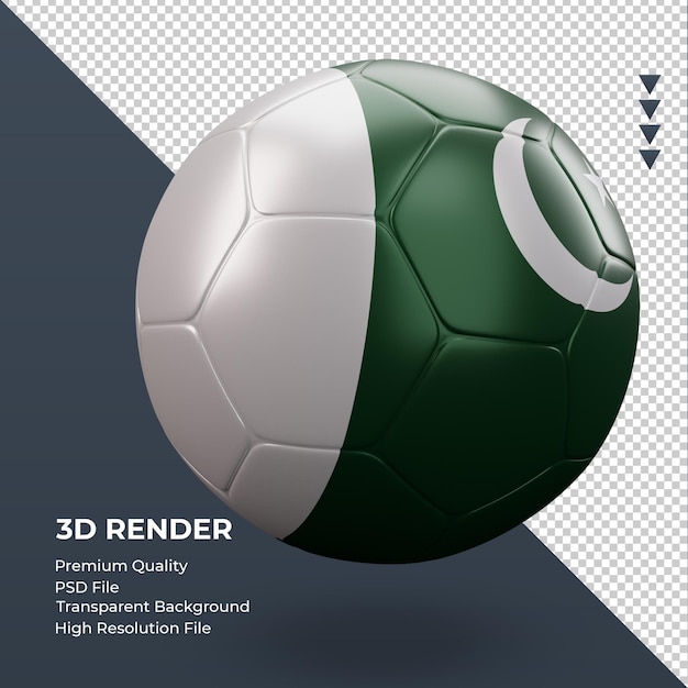 サッカーボールパキスタンの旗の現実的な3dレンダリングの左側面図 プレミアムpsdファイル