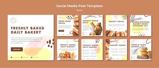 Free PSD | Social media post template freshly baked daily ...