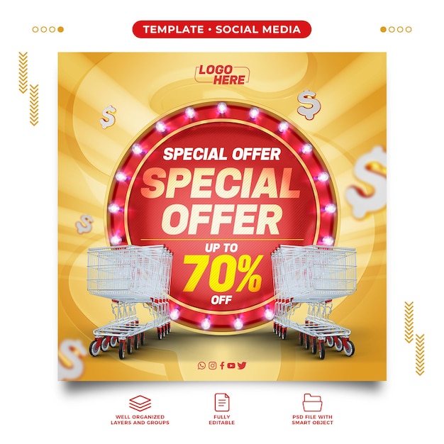 Premium Psd Social Media Template For Supermarket Special Offer With