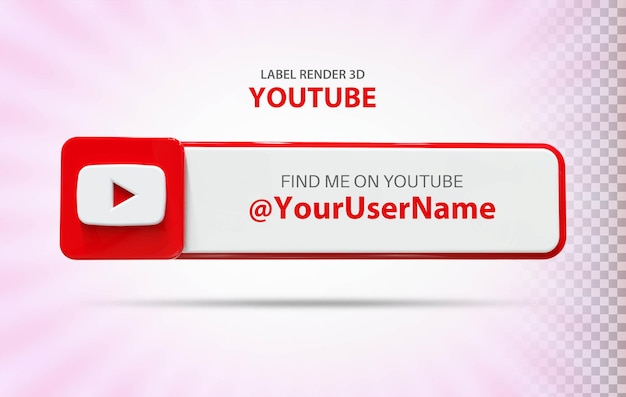 Premium PSD | Social media youtube icon with label 3d rendering