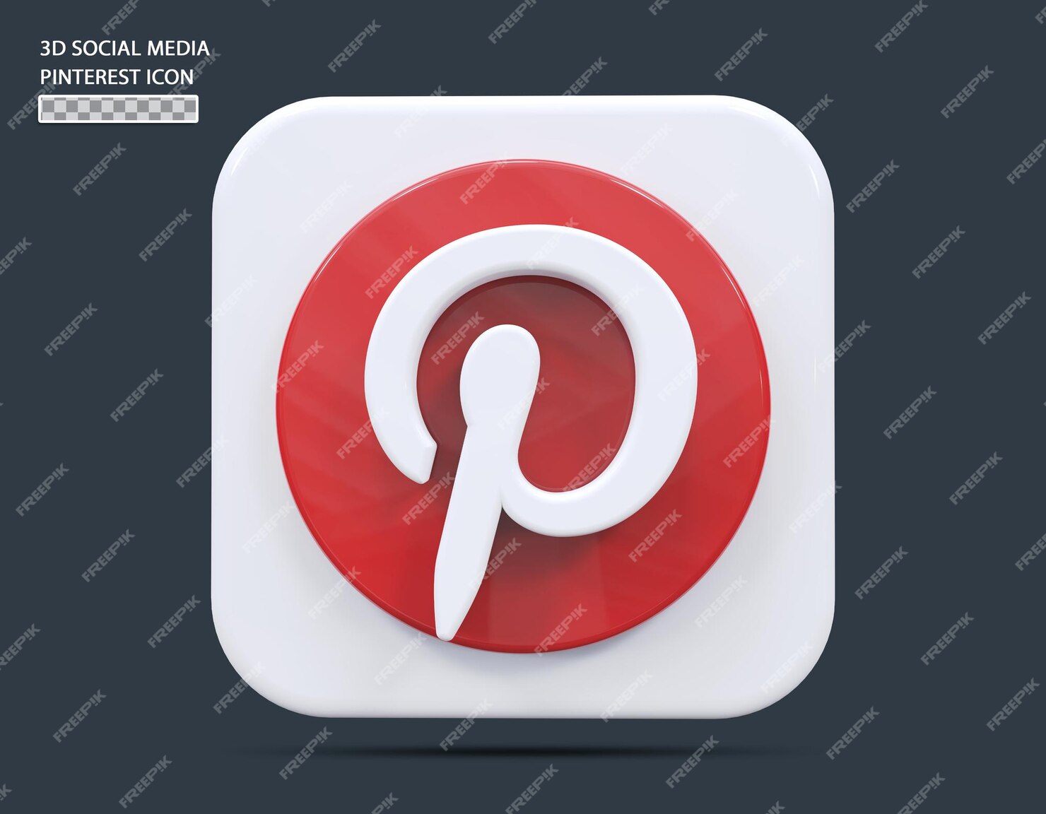 Premium PSD | Social medial pinterest icon concept 3d render