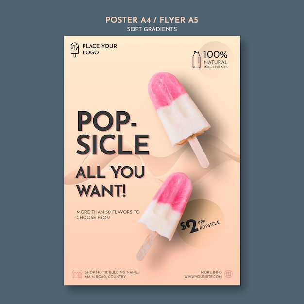 Download Free PSD | Soft gradient ice cream flyer with photo