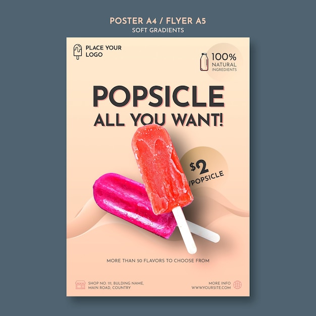 Download Free PSD | Soft gradient ice cream poster template