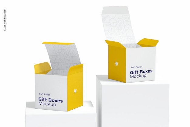 Download Premium PSD | Soft paper gift boxes mockup, front view