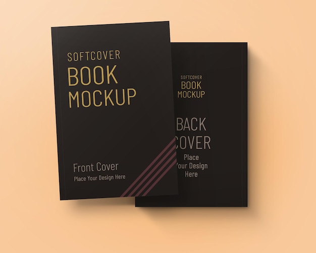 Premium PSD | Softcover book mockup front and back cover top view isolated