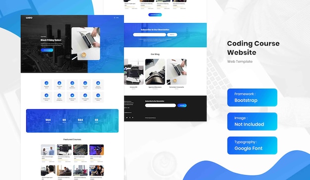 Premium PSD | Software and coding online course landing page website ...