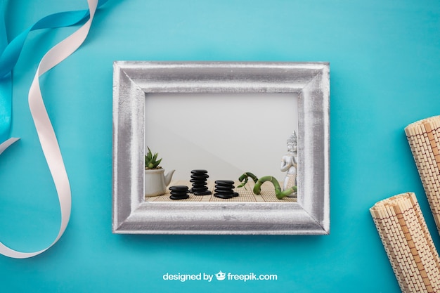 Spa concept mockup with frame PSD file | Free Download