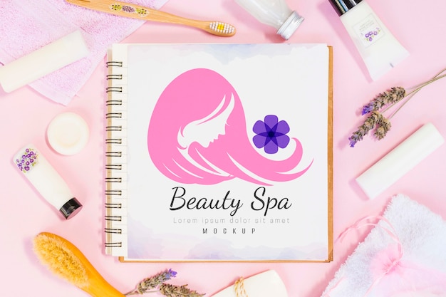 Download Free PSD | Spa and wellness assortment with notebook mock-up