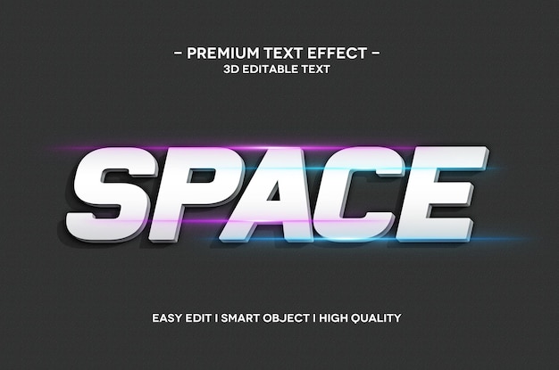 Space 3d text effect template Premium Psd