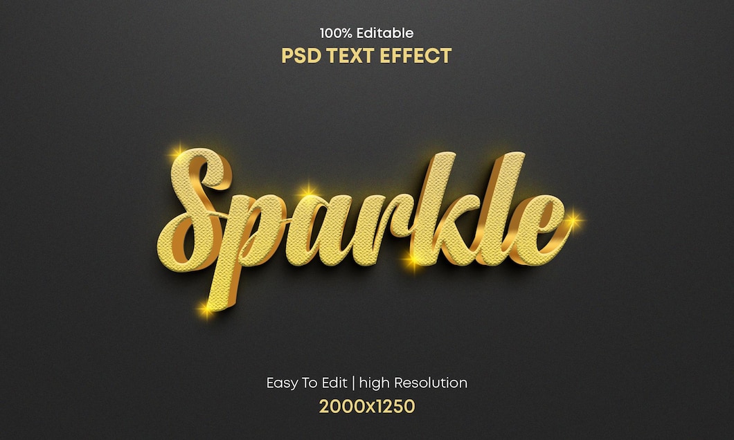 Premium PSD | Sparkle 3d text effect design