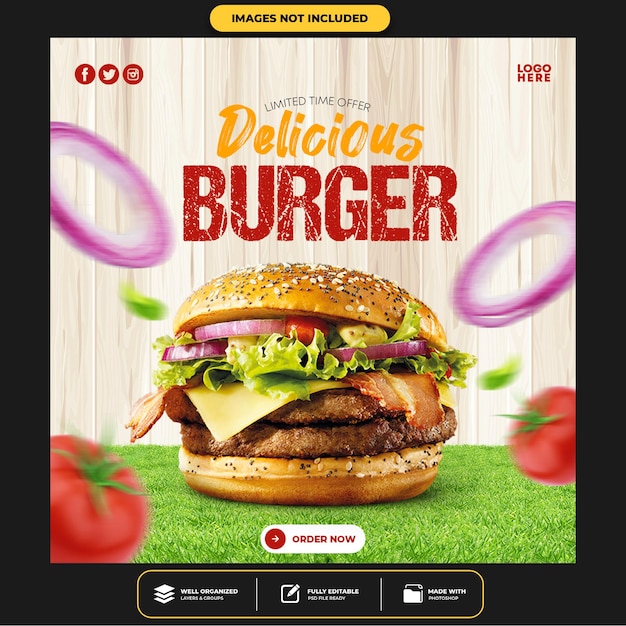 Special delicious burger social media post Premium Psd