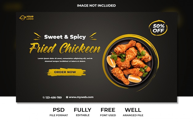 Premium PSD | Special fried chicken web banner advertising