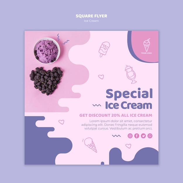 Download Special ice cream square flyer | Free PSD File