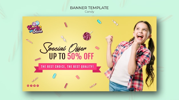 Download Free PSD | Special offer candy shop banner