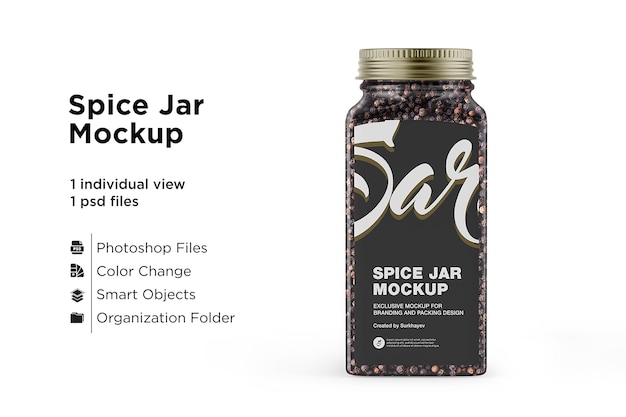 Download Premium Psd Spice Jar With Black Pepper Mockup Isolated
