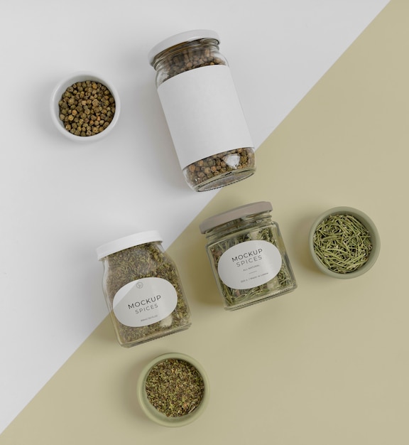 Free PSD | Spices with label mock-up composition