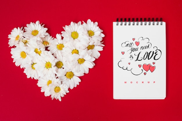 Download Spiral notebook mockup for valentine PSD file | Free Download